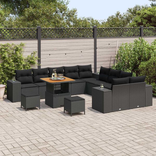 vidaXL Σετ Καναπέ Κήπου 13 pcs Μαύρο συνθετικό ρατάν