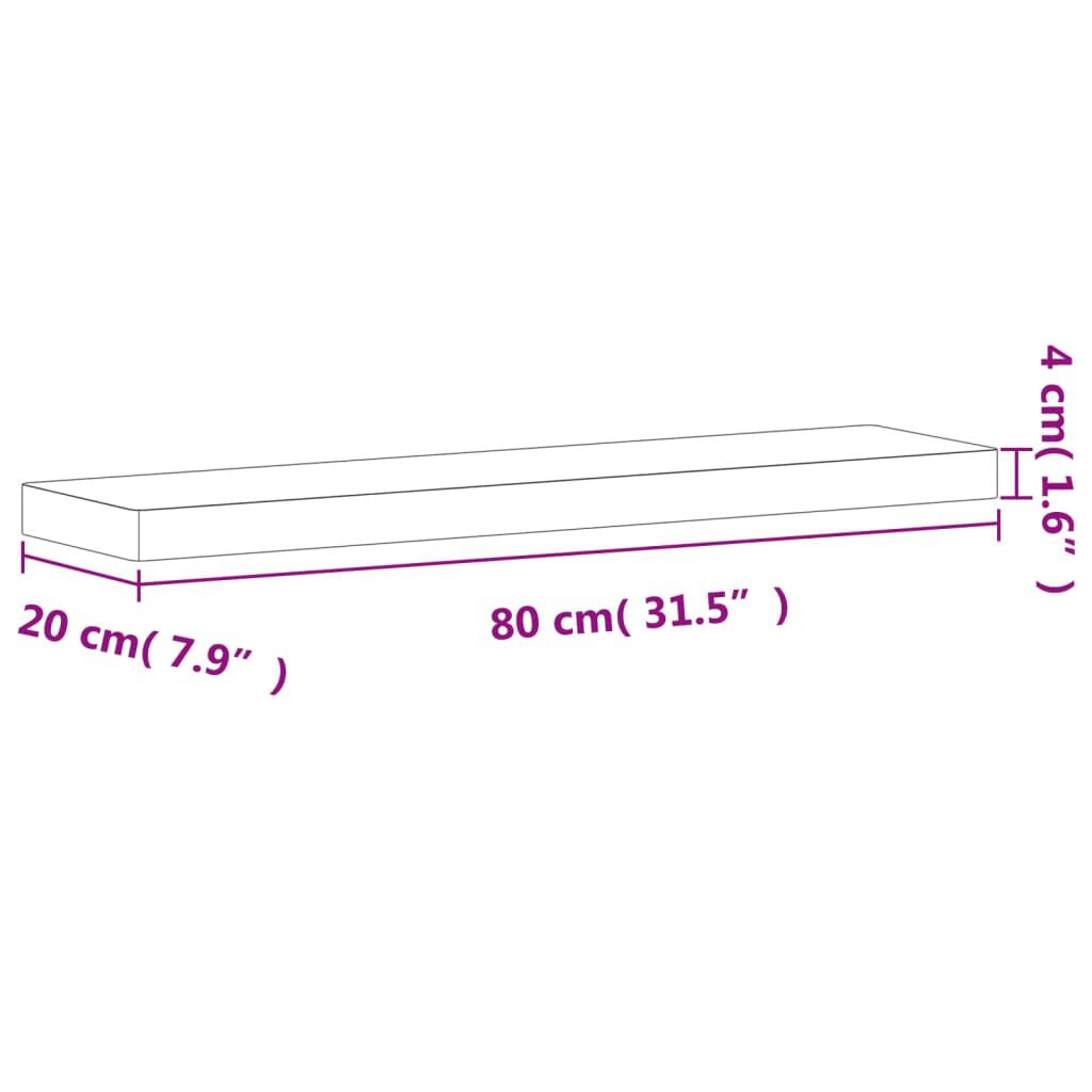 vidaXL Ράφι Τοίχου 80x20x4 εκ. από Μασίφ Ξύλο Οξιάς