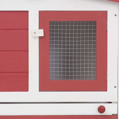 vidaXL Κλουβί Κουνελιών Μεγάλο Κόκκινο/Λευκό 204 x 45 x 85 εκ. Ξύλινο
