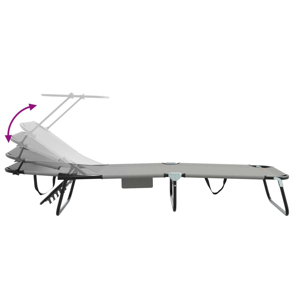 vidaXL Πτυσσόμενη ξαπλώστρα με μαξιλάρι Γκρι 56 x 190 x 81εκ ύφασμα