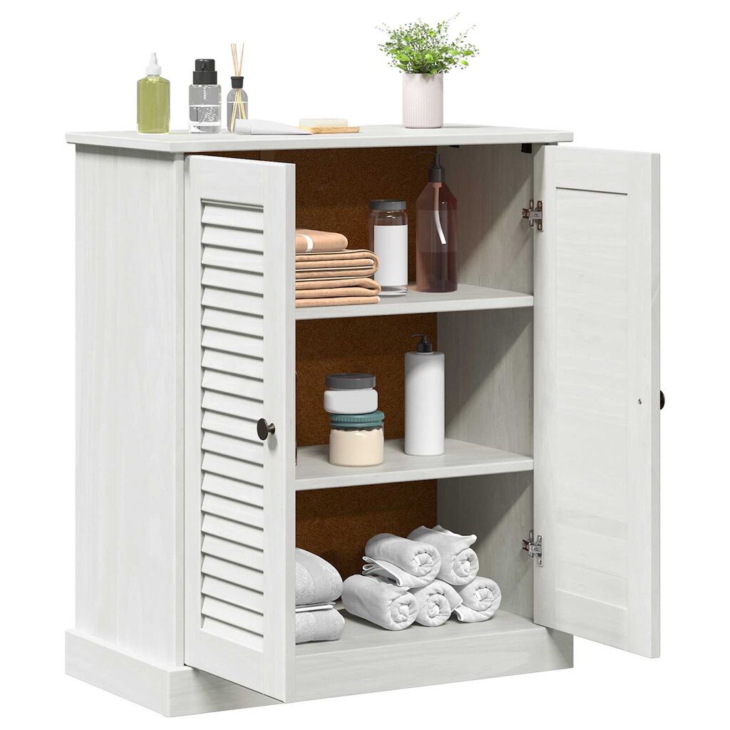 vidaXL Ντουλάπι Μπάνιου Λευκό 68 x 34 x 80 εκ Μασίφ ξύλο πεύκου