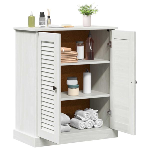 vidaXL Ντουλάπι Μπάνιου Λευκό 68 x 34 x 80 εκ Μασίφ ξύλο πεύκου