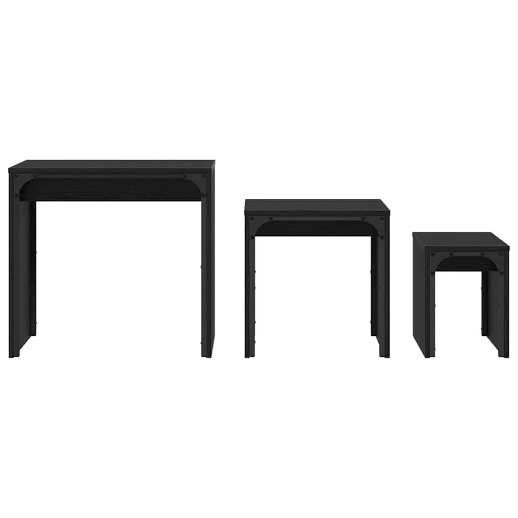 vidaXL Φωτιστικό Τραπεζάκι 3 pcs Μαύρη δρυς 60 x 35 x 56 εκ.