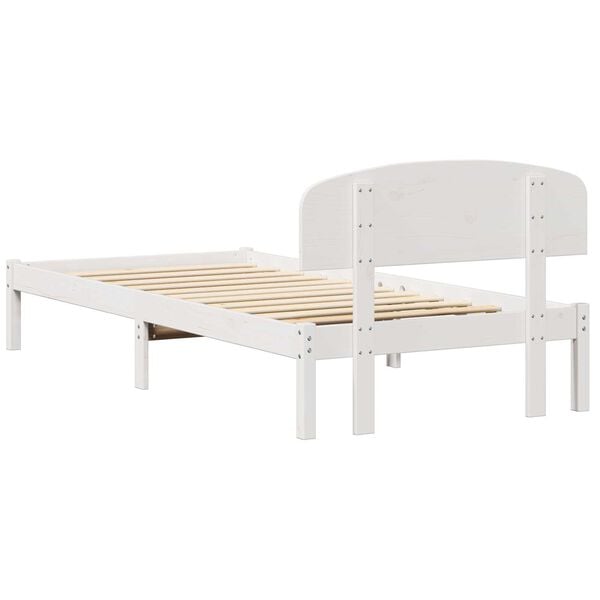 vidaXL Σκελετός Κρεβατιού Λευκό 90 x 190 cm Μασίφ ξύλο πεύκου