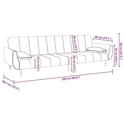 vidaXL Καναπές Κρεβάτι Διθέσιος με Υποπόδιο Ροζ Βελούδινος 2 Μαξιλάρια