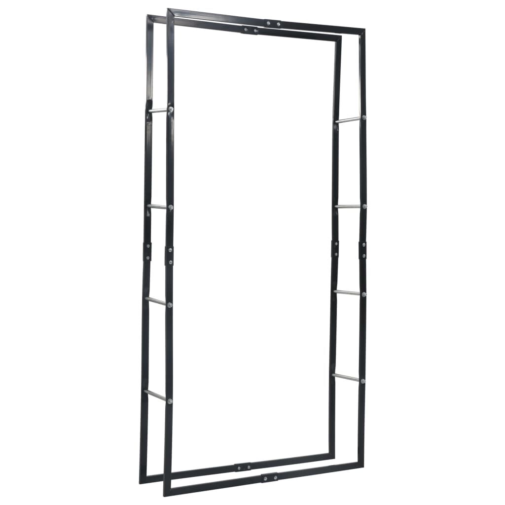 vidaXL Ράφι Καυσόξυλων Μαύρο 100 x 25 x 200 εκ. Ατσάλινο