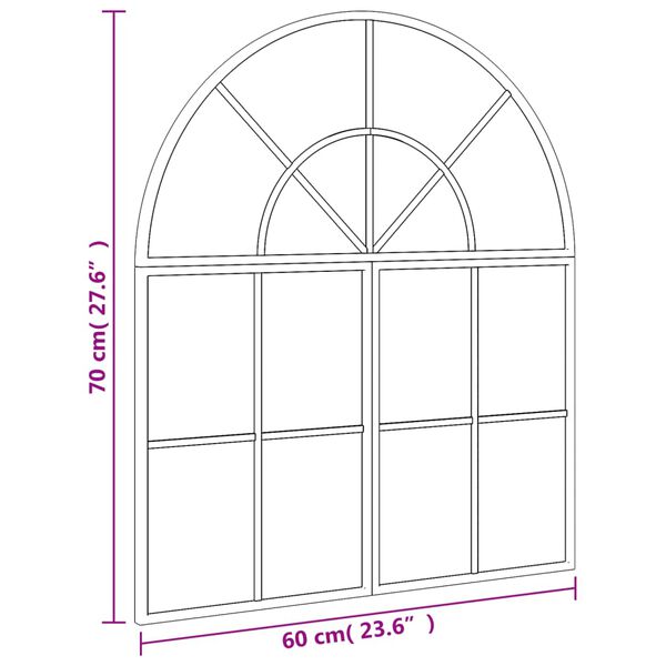 vidaXL Καθρέφτης Τοίχου Αψίδα Μαύρος 60 x 70 εκ. από Σίδερο