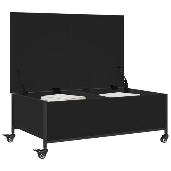 vidaXL Τραπεζάκι Σαλονιού με Ροδάκια Μαύρο 91x55x34 εκ. Επεξ. Ξύλο
