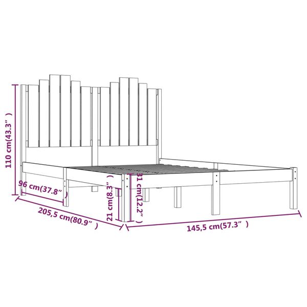 vidaXL Πλαίσιο Κρεβατιού 140 x 200 εκ. από Μασίφ Ξύλο Πεύκου