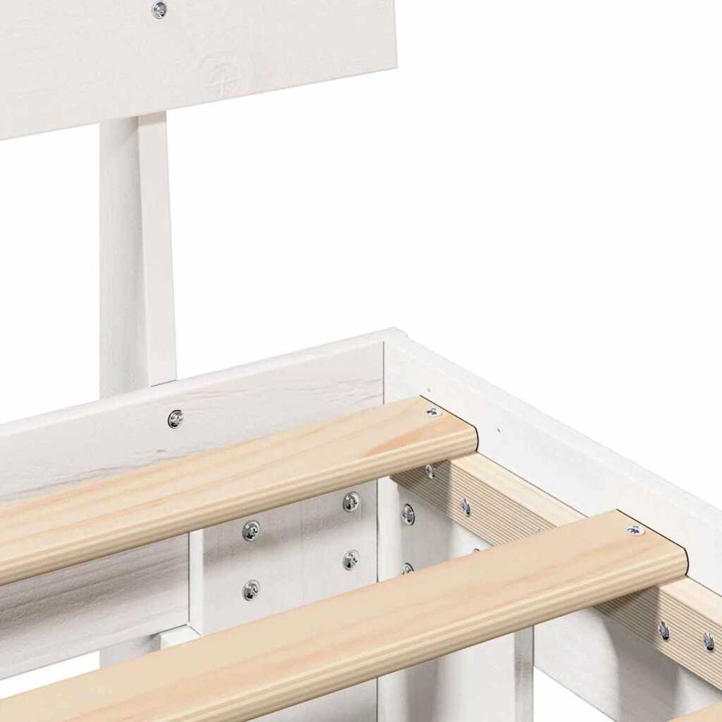 vidaXL Σκελετός Κρεβατιού Λευκό 90 x 190 cm Μασίφ ξύλο πεύκου