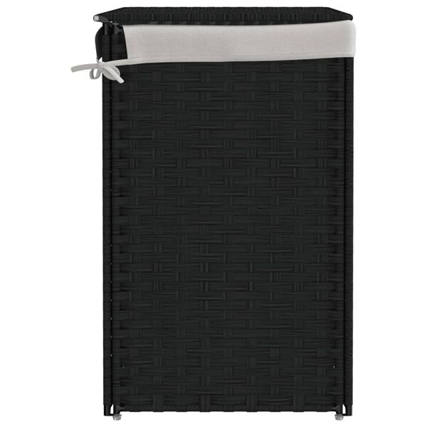 vidaXL Καλάθι Πλυντηρίου 2 Τμήματα Μαύρο 53x35x57εκ. Συνθετικό Ρατάν