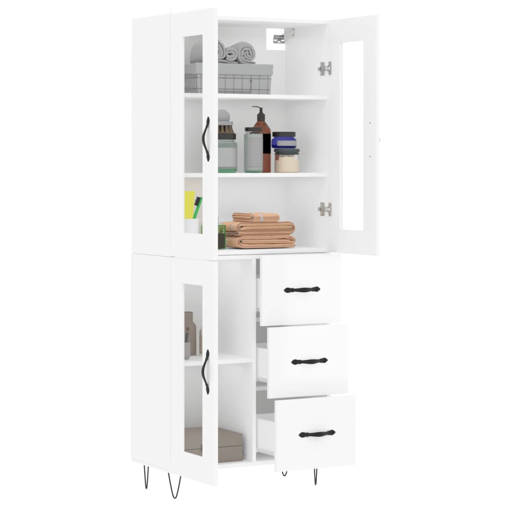 vidaXL Ντουλάπι Γυαλιστερό Λευκό 69,5x34x180 εκ. Επεξεργασμένο Ξύλο