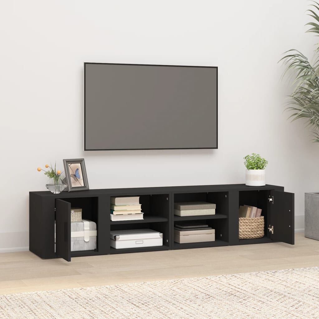vidaXL Έπιπλα Τηλεόρασης 2 τεμ. Μαύρα 80x31,5x36εκ. Επεξεργασμένο Ξύλο