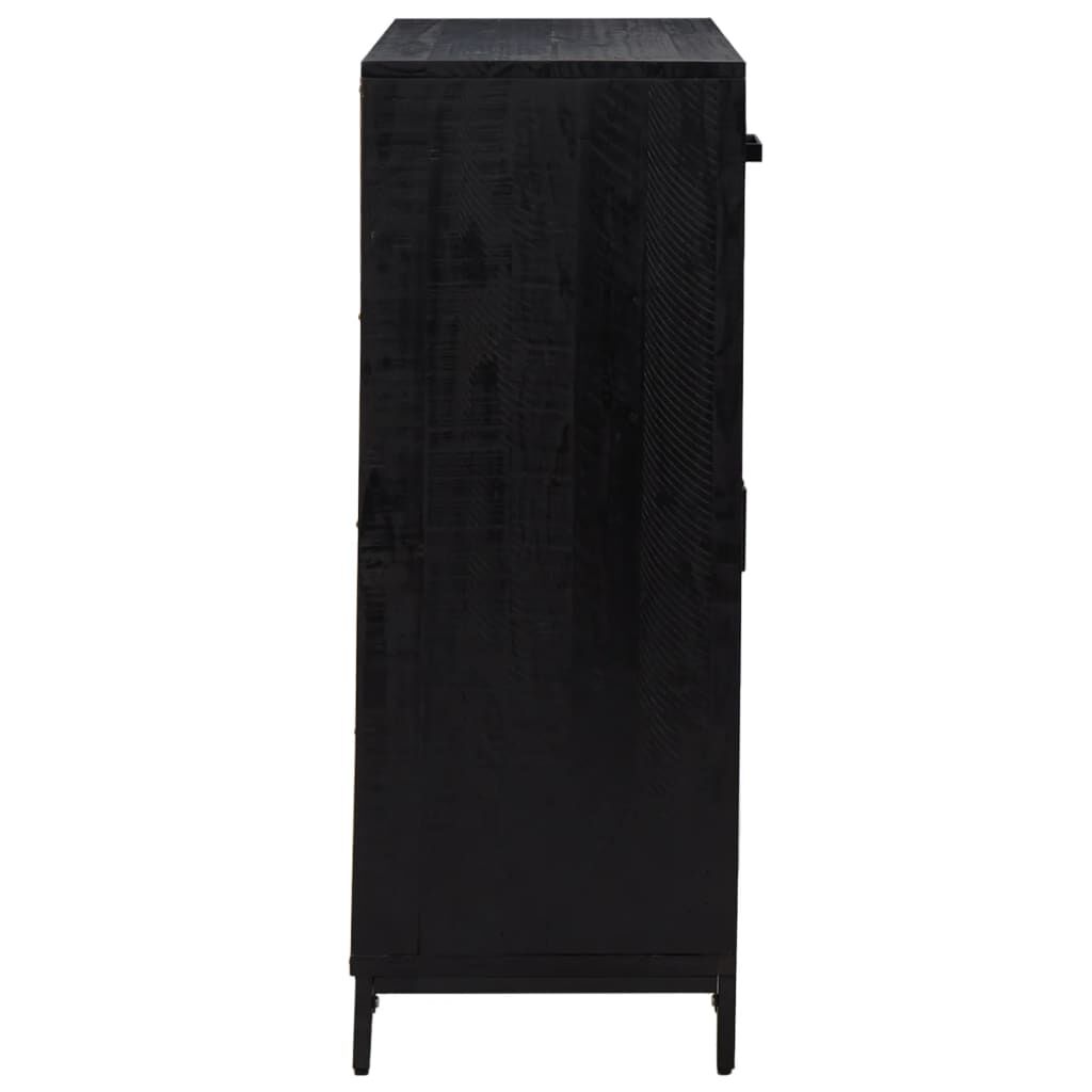 vidaXL Παπουτσοθήκη Μαύρη 75 x 40 x 110 εκ. από Μασίφ Ξύλο Πεύκου