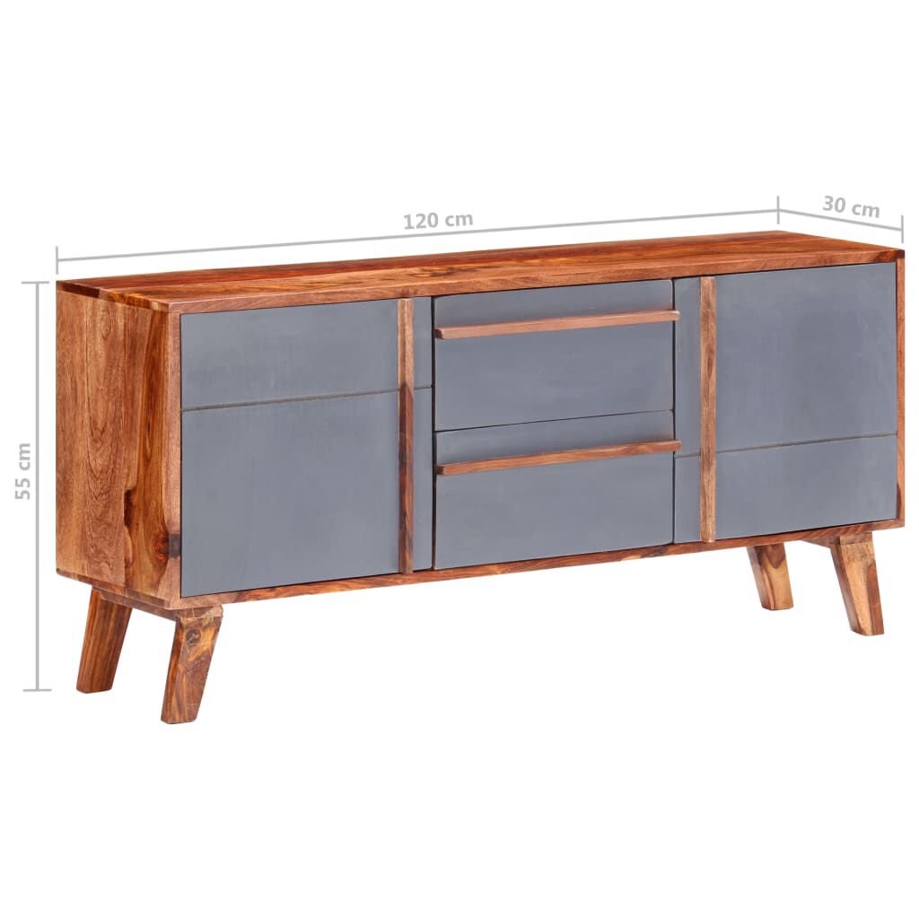 vidaXL Μπουφές Γκρι 120 x 30 x 55 εκ. από Μασίφ Ξύλο