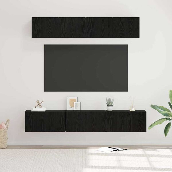 vidaXL Σετ επίπλου τηλεόρασης 5 pcs Μαύρη Οξυά Επεξεργασμένο ξύλο