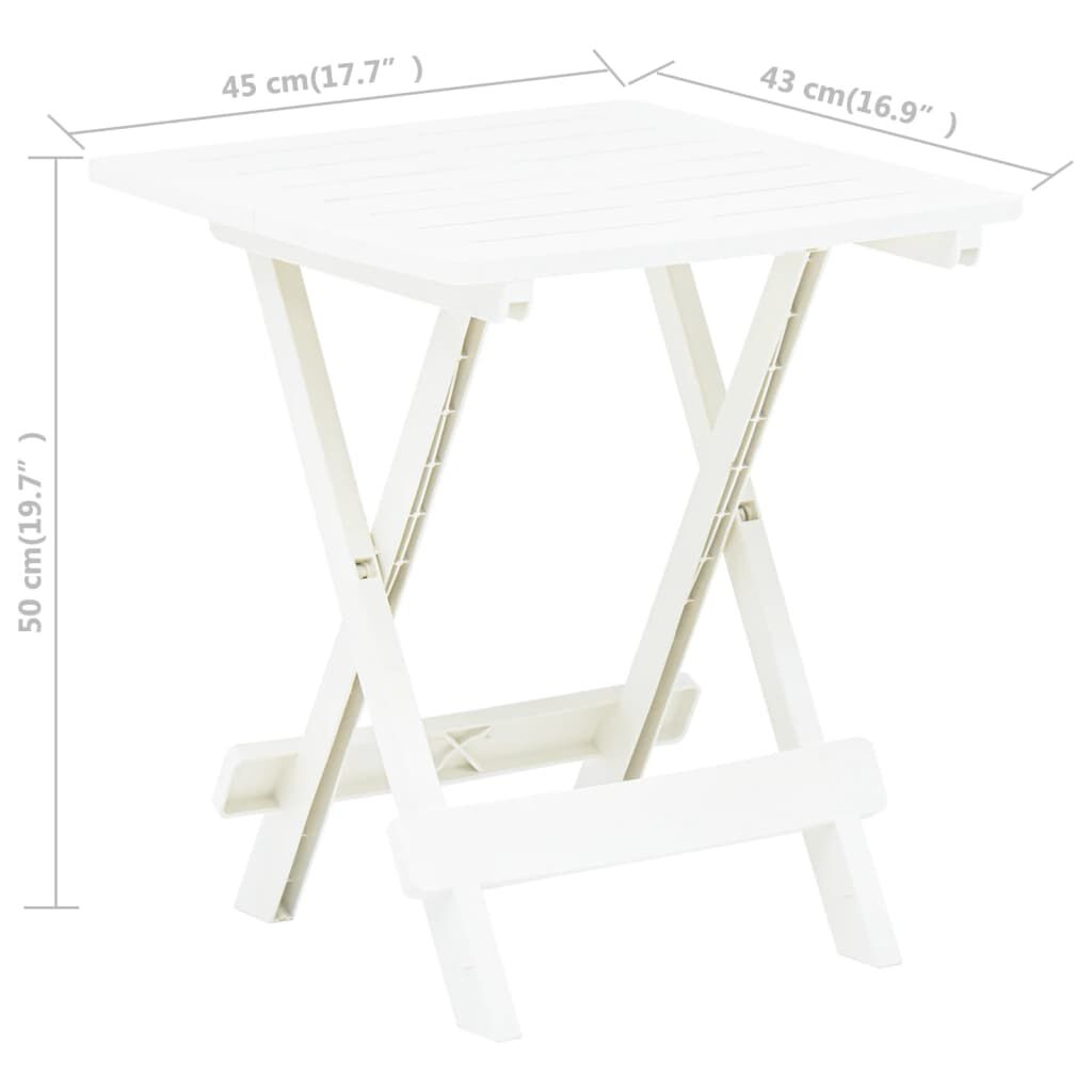 vidaXL Τραπέζι Κήπου Πτυσσόμενο Λευκό 45 x 43 x 50 εκ. Πλαστικό