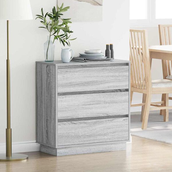 vidaXL Κομοδίνο με συρτάρι Γκρι 71 x 34.5 x 75 εκ. Επεξεργασμένο ξύλο