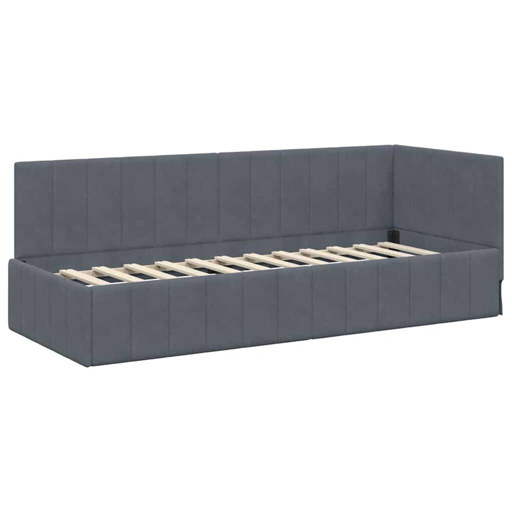 vidaXL Κρεβάτι Γωνίας με στρώμα Σκούρο γκρι 80 x 200 cm Βελούδο