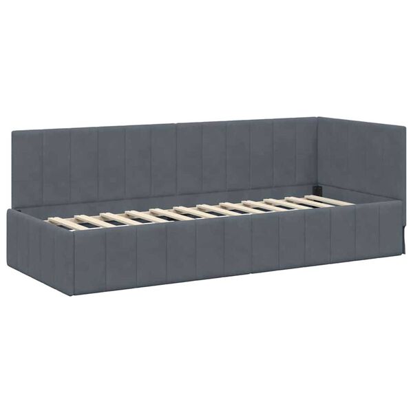 vidaXL Κρεβάτι Γωνίας με στρώμα Σκούρο γκρι 80 x 200 cm Βελούδο