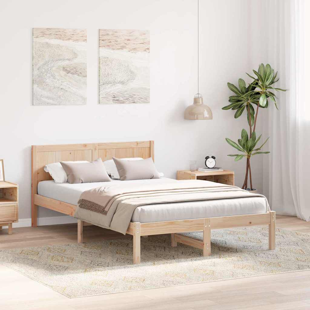 vidaXL Σκελετός Κρεβατιού Καφέ 120 x 190 cm Μασίφ ξύλο πεύκου