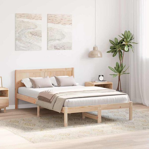 vidaXL Σκελετός Κρεβατιού Καφέ 120 x 190 cm Μασίφ ξύλο πεύκου