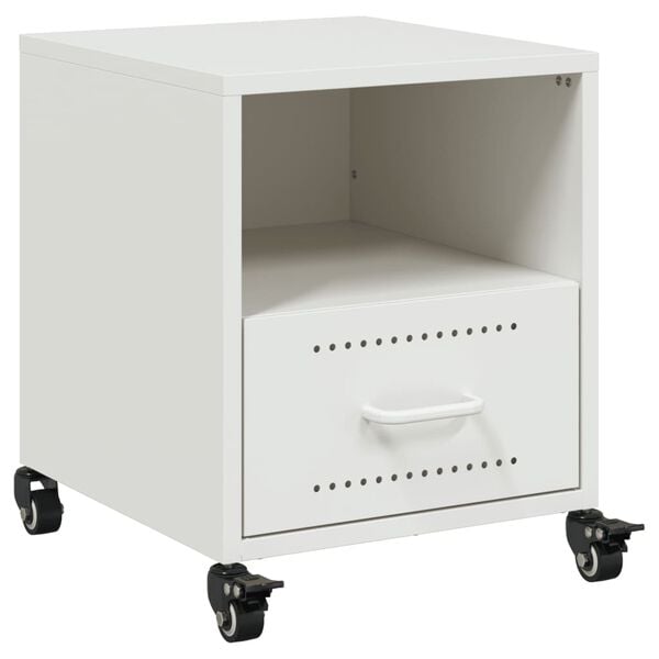 vidaXL Κομοδίνο Λευκό 36x39x43,5 εκ. από Χάλυβα