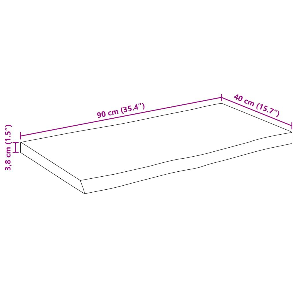 vidaXL Επιφάνεια Τραπεζιού 90x40x3,8 εκ. Live Edge Μασίφ Ξύλο Μάνγκο