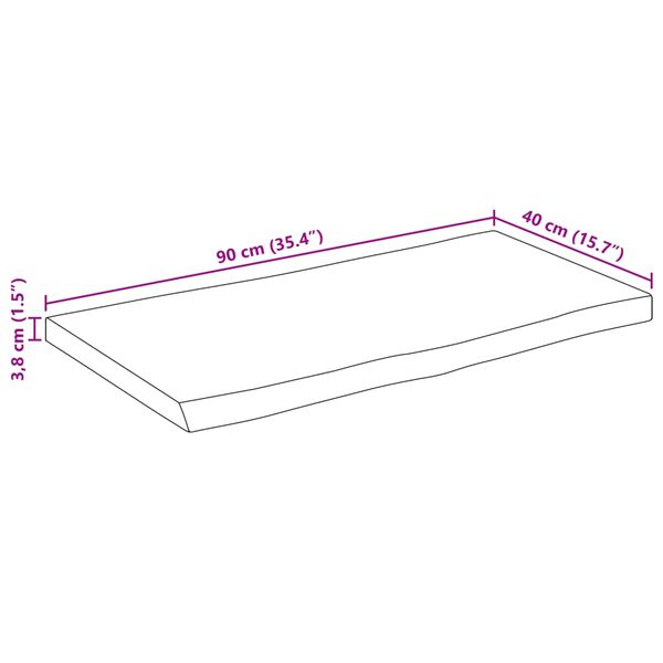 vidaXL Επιφάνεια Τραπεζιού 90x40x3,8 εκ. Live Edge Μασίφ Ξύλο Μάνγκο