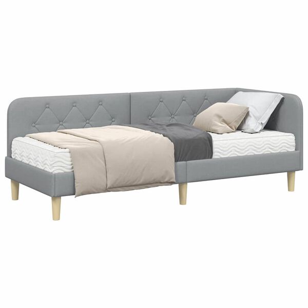 vidaXL Κρεβάτι Γωνίας με στρώμα Ανοιχτό γκρι 80 x 200 cm ύφασμα