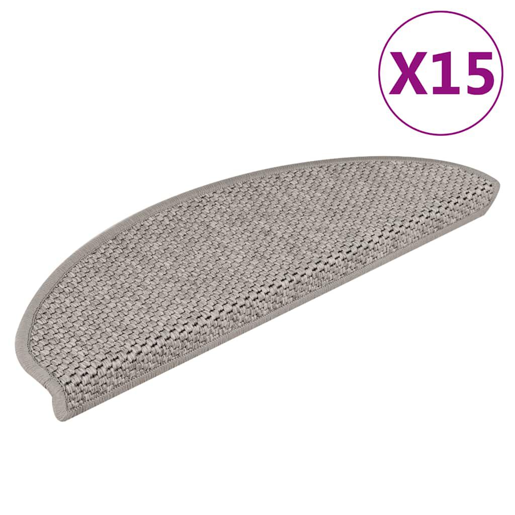 vidaXL Πατάκια Σκάλας Αυτοκόλλητα 15 τεμ. Όψη Σιζάλ Ασημί 65x21x4 εκ.