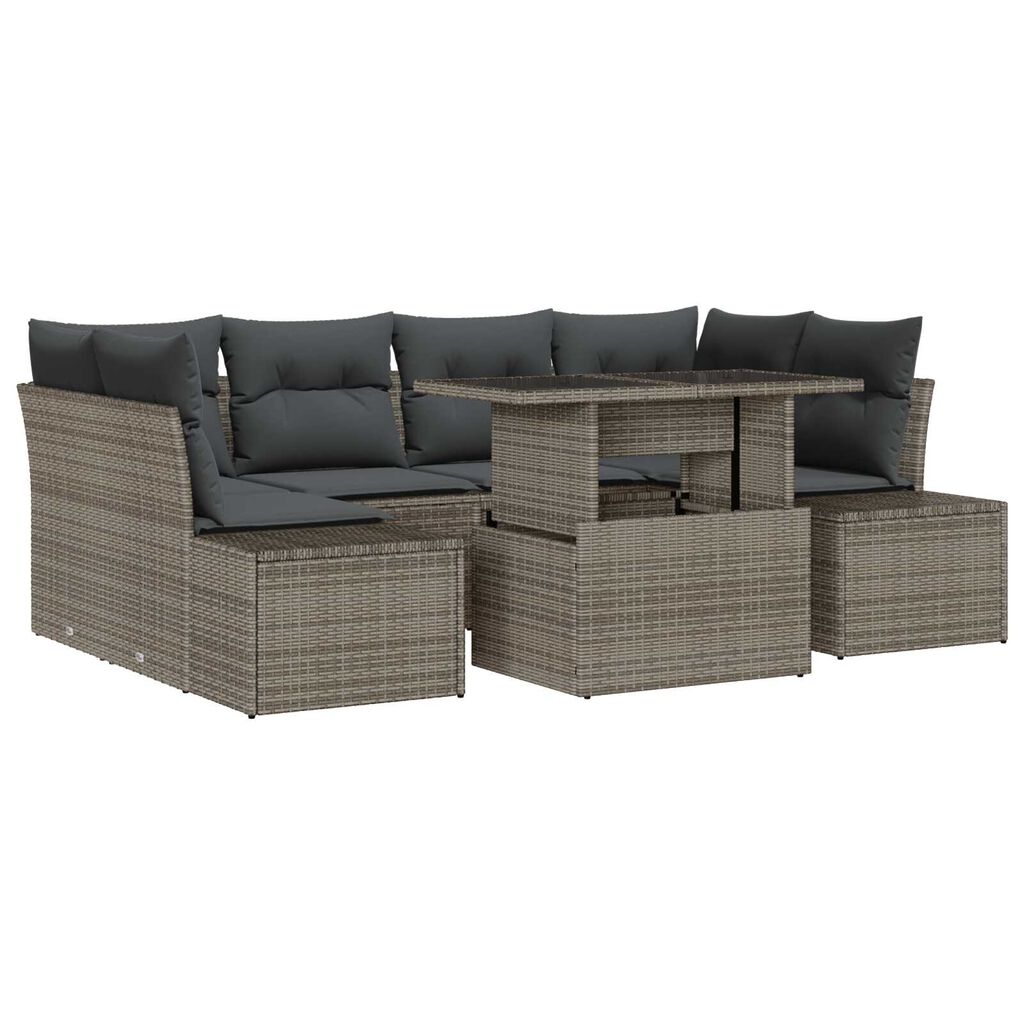 vidaXL Σετ Καναπέ Κήπου με μαξιλάρι 7 pcs Γκρι 100 x 55 x 73 εκ