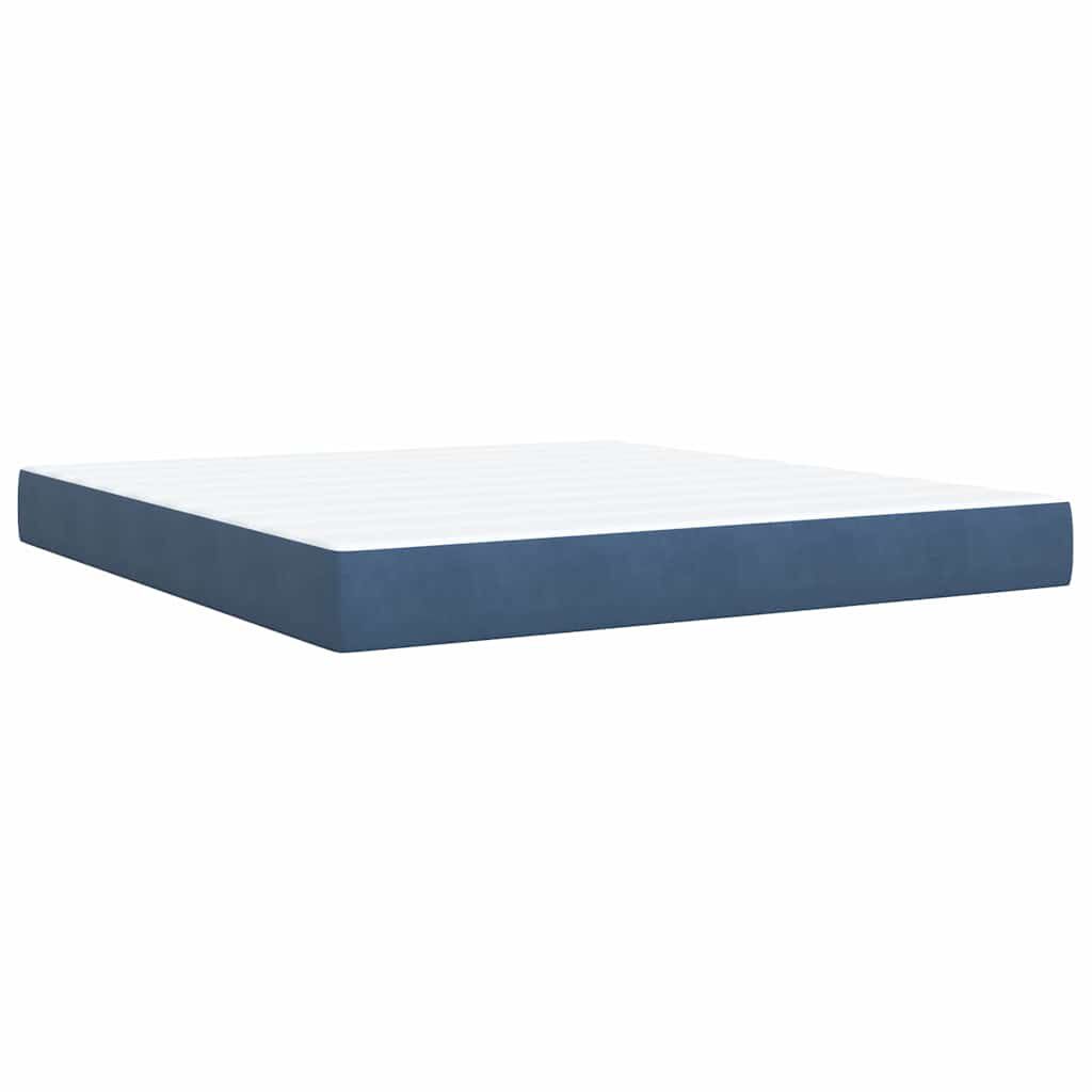 vidaXL Κρεβάτι Boxspring με Στρώμα Μπλε 180x200 εκ. Βελούδινο