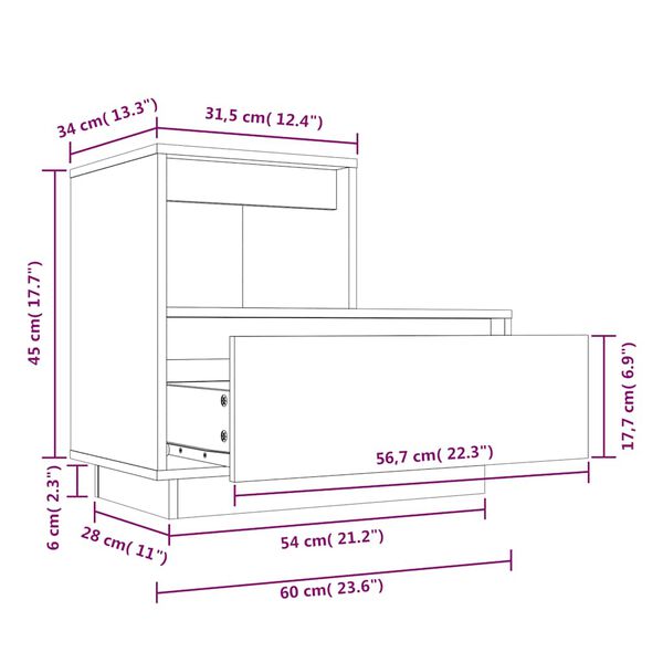 vidaXL Κομοδίνα 2 τεμ. Καφέ Μελί 60 x 34 x 51 εκ από Μασίφ Ξύλο Πεύκου