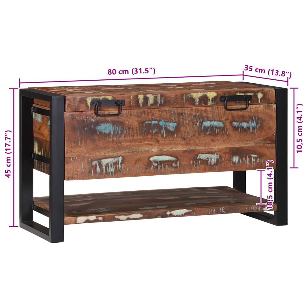 vidaXL Κουτί Αποθήκευσης Πολύχρωμο 80x35x45 εκ. Μασίφ Ανακυκλωμένο Ξύλο