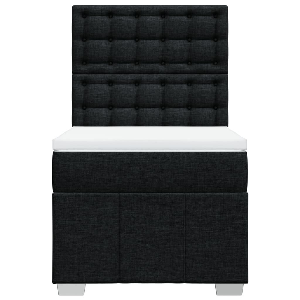 vidaXL Κρεβάτι Boxspring με Στρώμα Μαύρο 80 x 200 εκ. Υφασμάτινο
