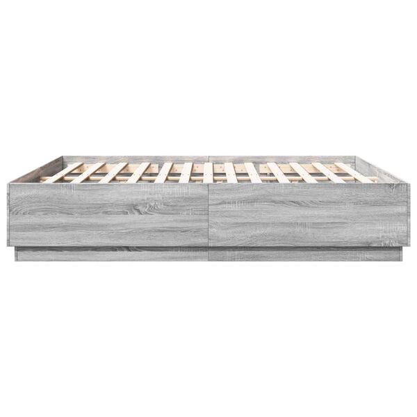 vidaXL Πλαίσιο Κρεβατιού με LED Γκρι sonoma 180x200εκ. Επεξ. Ξύλο