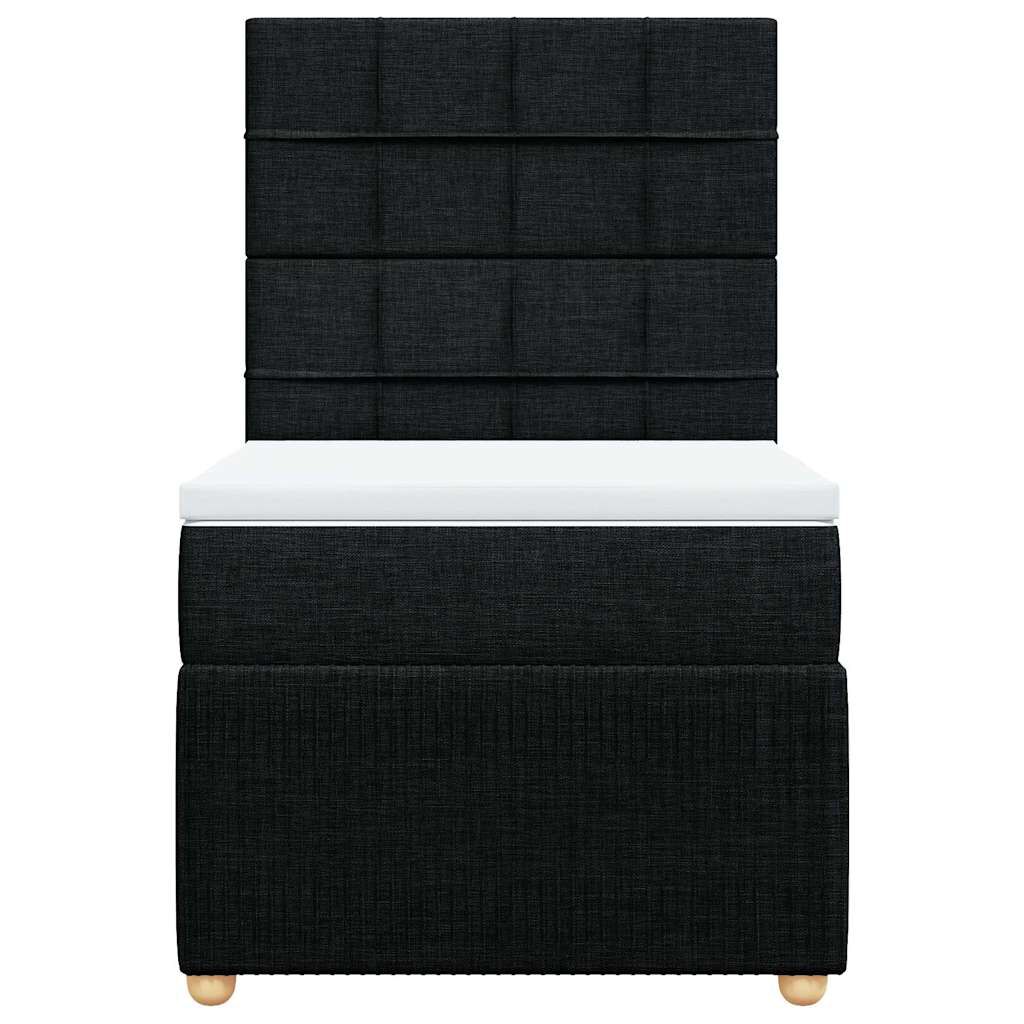 vidaXL Κρεβάτι Boxspring με Στρώμα Μαύρο 90x200 εκ. Υφασμάτινο