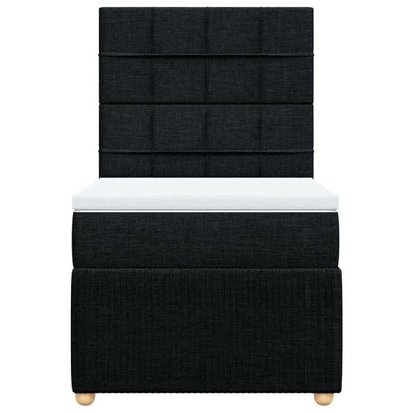 vidaXL Κρεβάτι Boxspring με Στρώμα Μαύρο 90x200 εκ. Υφασμάτινο