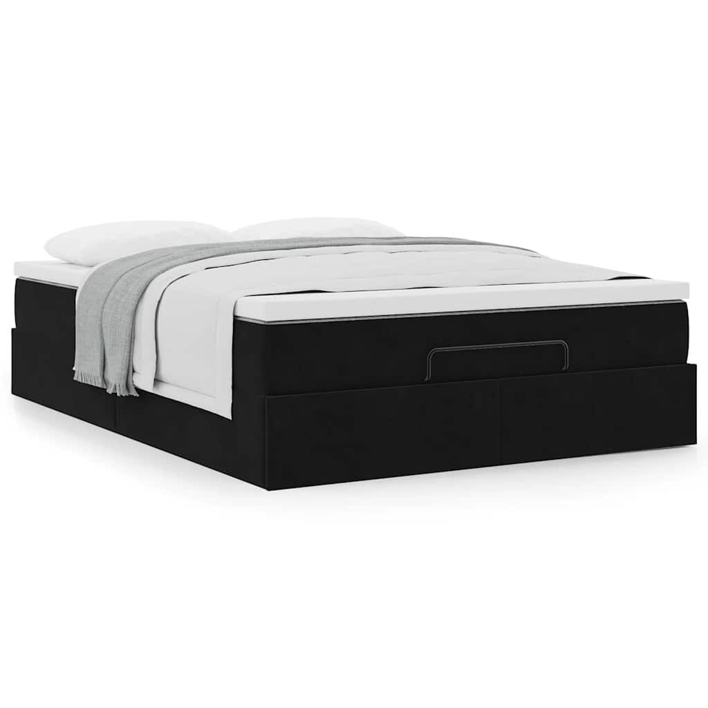 vidaXL Οθωμανικό κρεβάτι με στρώμα Μαύρο 140x190cm Βελούδο