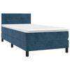 vidaXL Κρεβάτι Boxspring με Στρώμα Σκούρο Μπλε 90x190 εκ. Βελούδινο