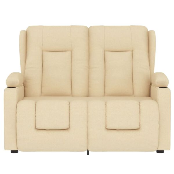 vidaXL Πολυθρόνα Μασάζ Διθέσια με Ποτηροθήκη Ανακλ. Κρεμ Υφασμάτινη