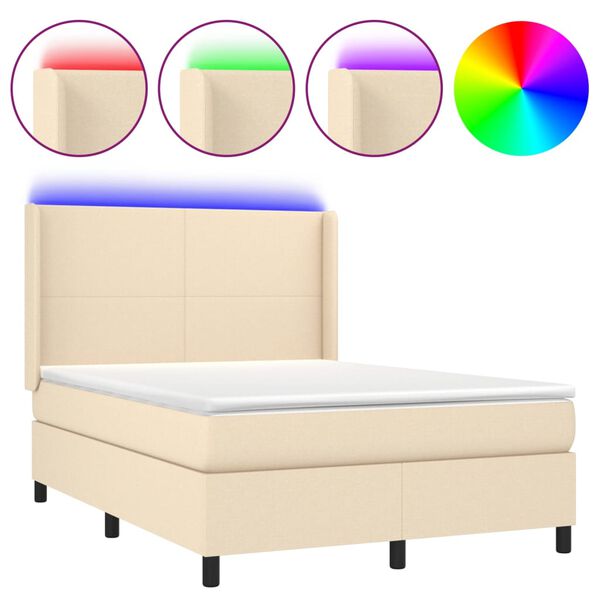 vidaXL &Kappa;&rho;&epsilon;&beta;ά&tau;&iota; Boxspring &mu;&epsilon; &Sigma;&tau;&rho;ώ&mu;&alpha; & LED &Kappa;&rho;&epsilon;&mu; 140x200 &epsilon;&kappa;. &Upsilon;&phi;&alpha;&sigma;&mu;ά&tau;&iota;&nu;&omicron;
