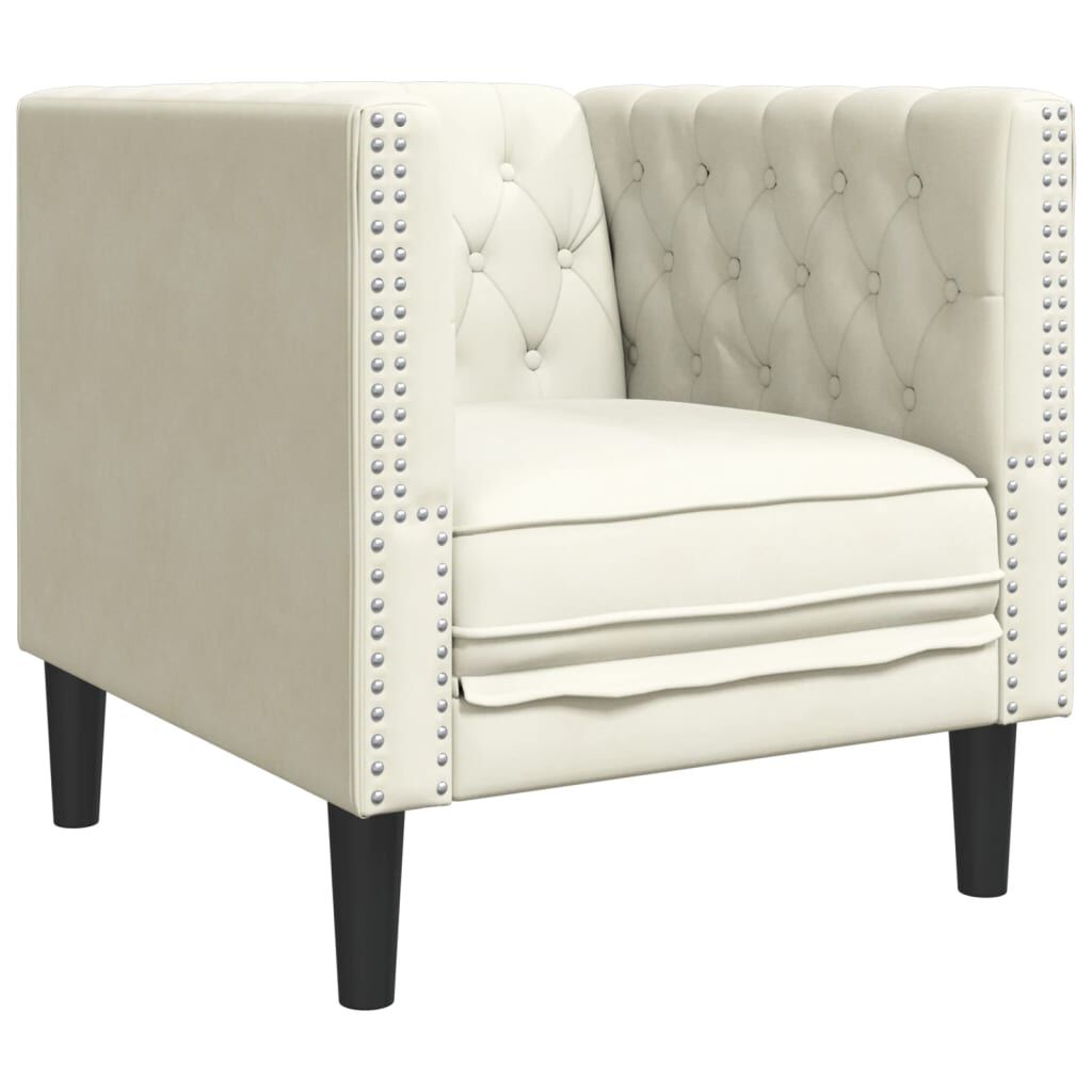 vidaXL Καναπές Chesterfield 3 τεμαχίων σετ Cream Faux Leather