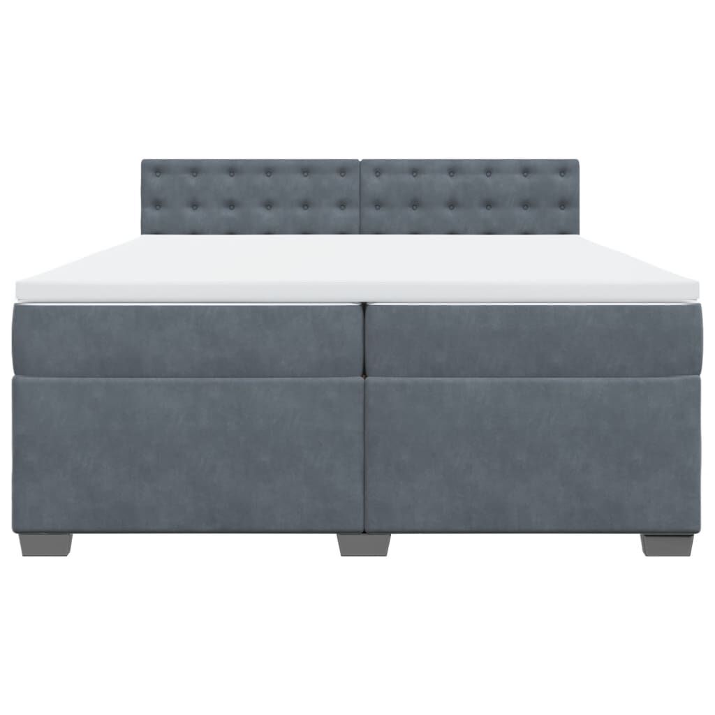vidaXL Κρεβάτι Boxspring με Στρώμα Σκούρο Γκρι 200x200 εκ. Βελούδινο