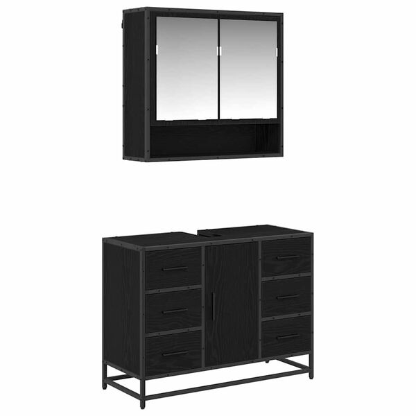 vidaXL Σετ Επίπλων Μπάνιου με συρτάρι 2 pcs Μαύρη δρυς 80 x 33 x 60 εκ