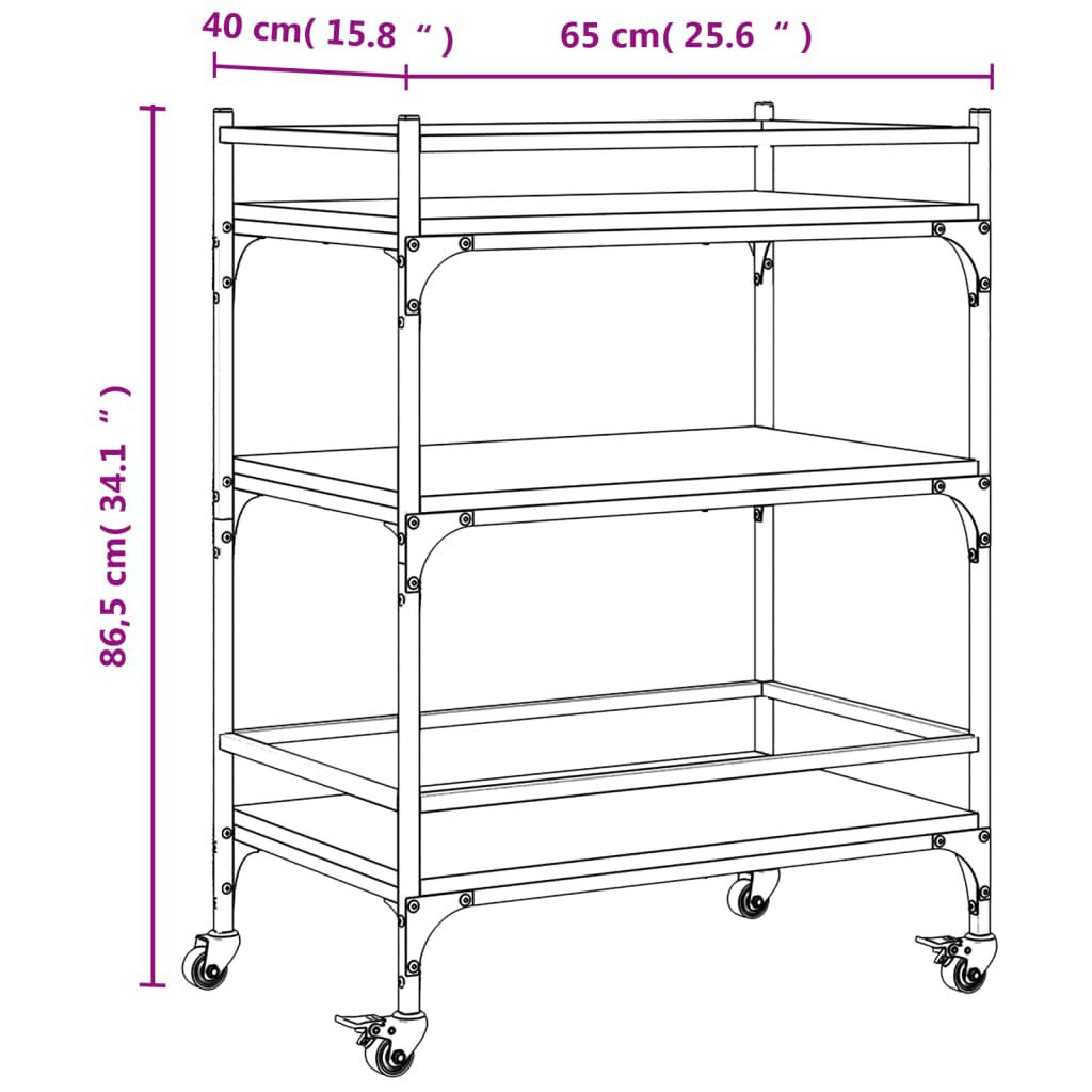 vidaXL Τρόλεϊ Κουζίνας Sonoma Γκρι 65x40x86,5 εκ. Επεξεργασμένο Ξύλο