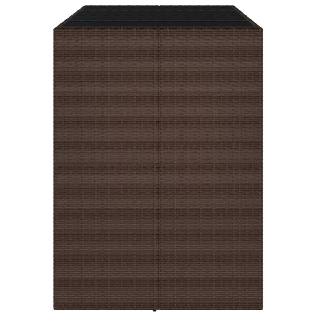 vidaXL Τραπέζι Μπαρ με Γυάλ. Επιφάνεια Καφέ 145x80x110 εκ. Συνθ. Ρατάν