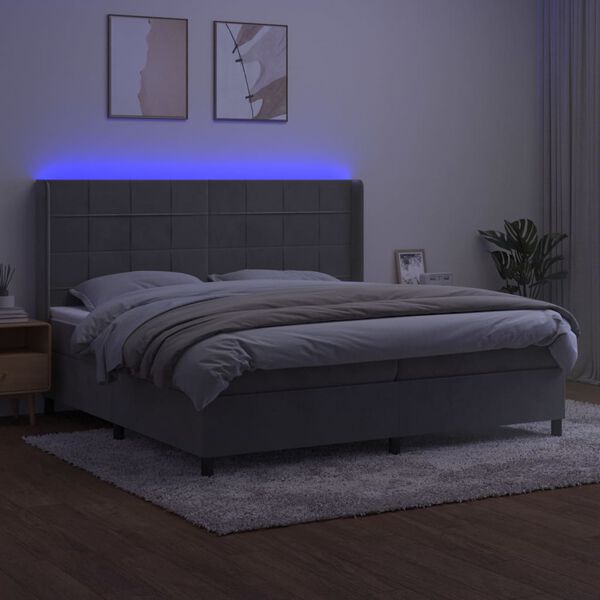 vidaXL &Kappa;&rho;&epsilon;&beta;ά&tau;&iota; Boxspring &mu;&epsilon; &Sigma;&tau;&rho;ώ&mu;&alpha; & LED &Alpha;&nu;.&Gamma;&kappa;&rho;&iota; 200x200 &epsilon;&kappa;. &Beta;&epsilon;&lambda;&omicron;ύ&delta;&iota;&nu;&omicron;