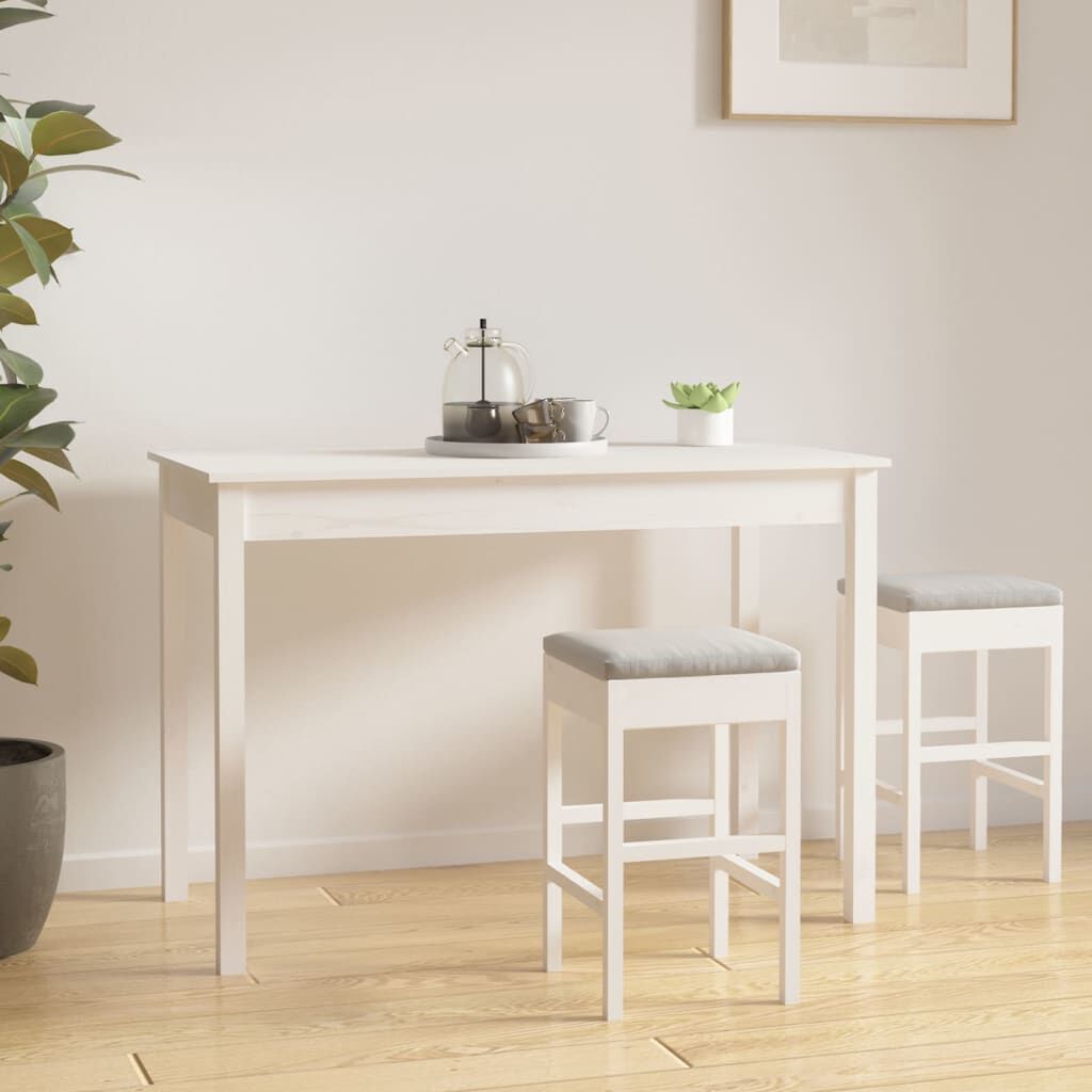 vidaXL Τραπεζαρία Λευκή 110 x 55 x 75 εκ. από Μασίφ Ξύλο Πεύκου